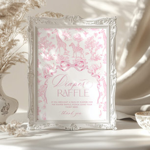 Safari-Tiere Toile de Jouy Pink Verlosung Poster