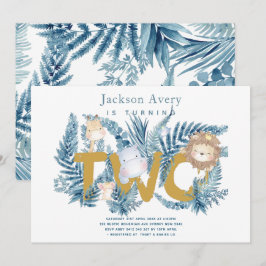 Safari Tiere Tropical 2. Geburtstag Einladung