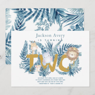 Safari Tiere Tropical 2. Geburtstag Einladung