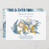 Safari Tiere Tropical ersten Geburtstag Einladung (Vorne/Hinten)