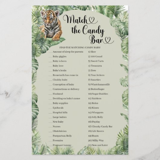 Safari-Tiere Tropical Match Das Candy-Bar (Vorderseite)