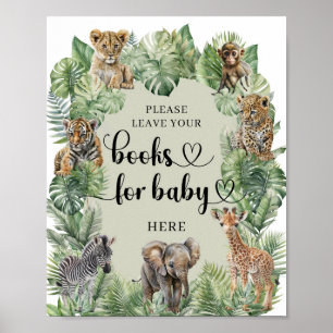Safari-Tiere Tropische Grünbücher für Babys Poster