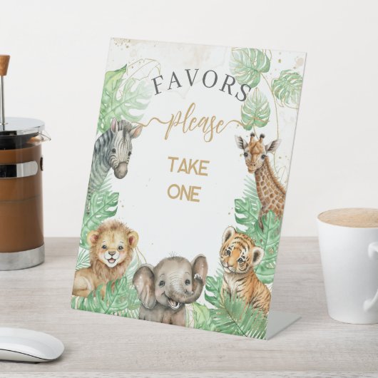 Safari-Tiere Tropische Vegetation Kinderdusche bev Sockelschild (In SItu)