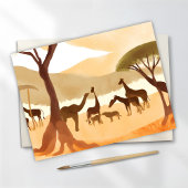 Safari Tiere Wasserfarbe Silhouette Natur Postkarte