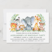 Safari-Tiere Wild 1. Geburtstag Einladung (Rückseite)