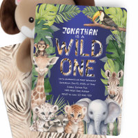 Safari Tiere wild 1 Marine blau 1. Geburtstag