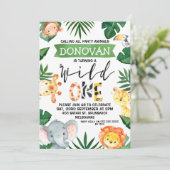 Safari Tiere Wild Einladung zum 1. Geburtstag (Stehend Vorderseite)