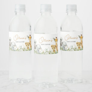 Safari-Tiere Wild One Baby Shower Wasserflaschenetikett