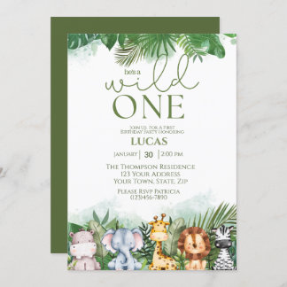 Safari Tiere Wild One Boys erster Geburtstag Einladung