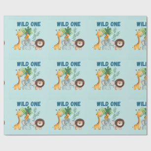Safari-Tiere Wild One Geburtstag  Geschenkpapier