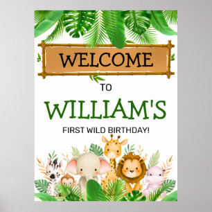 Safari-Tiere Wild One Geburtstag  Poster