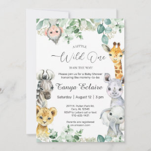 Safari-Tiere Wild One Jungen-Baby-Shower-Einladung Einladung