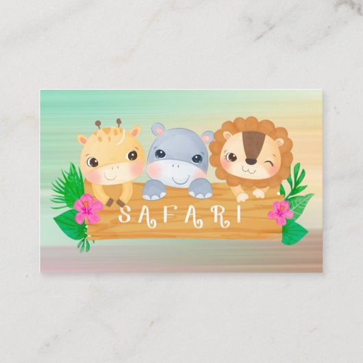 Safari-Tiere-Windeln Visitenkarte (Rückseite)