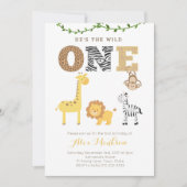 Safari-Tiere Zoo Erste Geburtstagsparty Einladung (Vorderseite)