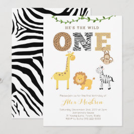 Safari-Tiere Zoo Erste Geburtstagsparty Einladung