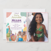 Safari-Tiere zum Geburtstag Einladung mit Foto (Vorderseite)