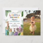 Safari-Tiere zum Geburtstag Einladung mit Foto (Vorderseite)