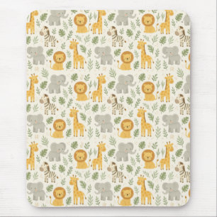 Safari-Tierkinderstube-Druck Mousepad