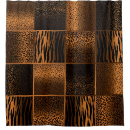 Safari Tiermuster in Deep Golden Browns Duschvorhang