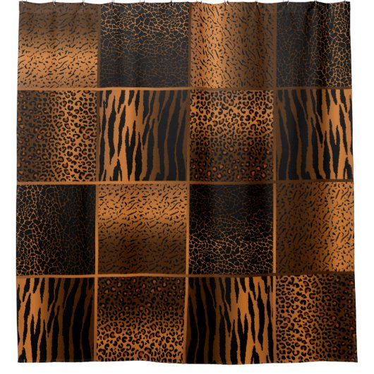 Safari Tiermuster in Deep Golden Browns Duschvorhang (Vorderseite)