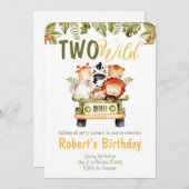 Safari-Tiertransporter Zwei Wild-Birthday-Einladun Einladung (Vorne/Hinten)