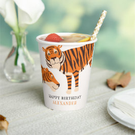Safari Tiger Children's Happy Birthday Pappbecher