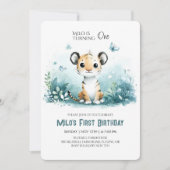 Safari Tiger Einladung zum ersten Geburtstag (Vorderseite)