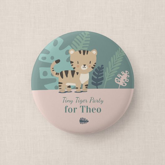 Safari-Tiger-Kindergeburtstagsgast-Button Button