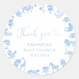 Safari Toile Baby Dusche Runder Aufkleber