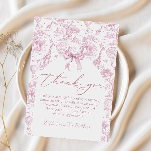 Safari Toile De Jouy Baby Dusche Danke Karte