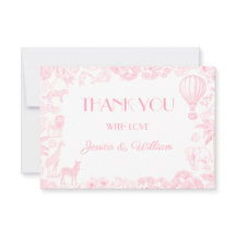 Safari Toile De Jouy Baby Dusche Danke Karte