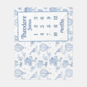 SAFARI TOILE MILESTONE Blanket, Baby Boy Blue Toy Fleecedecke (Vorderseite)