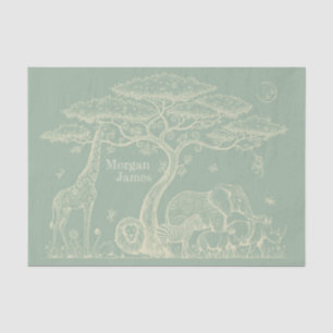 Safari Toile, Neutrales Babygrün Boho Abenteuer Seidenpapier