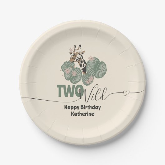 Safari Too Wild Giraffe Animal Birthday Pappteller (Vorderseite)