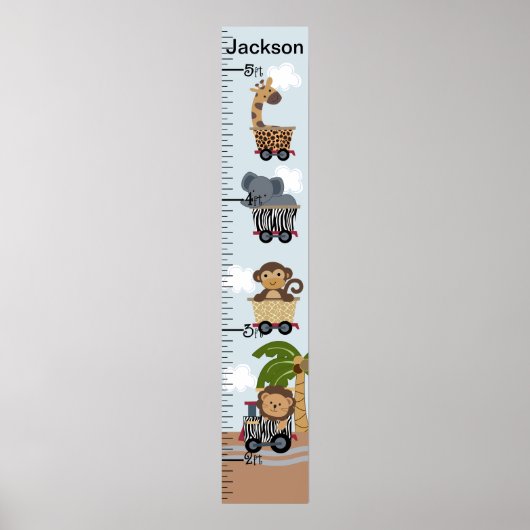 Safari Train Animals Growth Chart Behielt auf 8x44 Poster (Vorne)