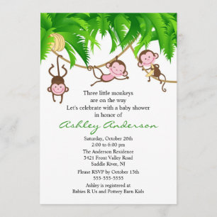 Safari Triplet Affen Kinderdusche Einladung