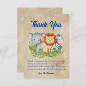 Safari Tropical Jungle Animals Baby Boy Dusche Dankeskarte (Vorne/Hinten)