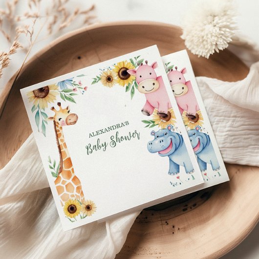 Safari Tropical Jungle Animals Baby Dusche Serviette