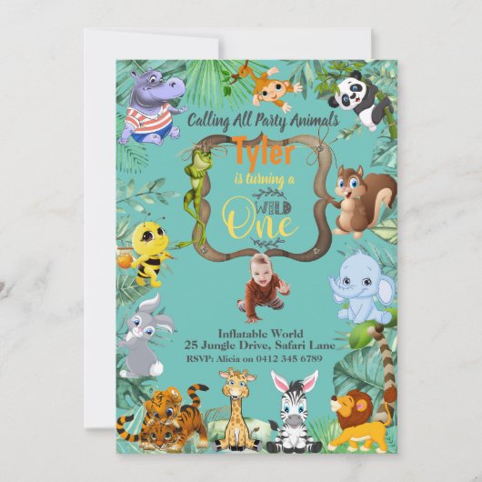 Safari Tropical zum Geburtstag Einladung (Vorderseite)