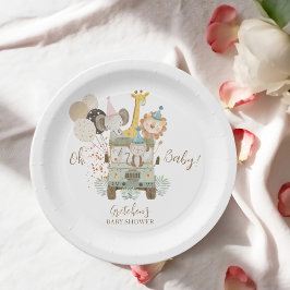 Safari Truck Jungle Animals Boho Baby Shower Pappteller