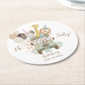 Safari Truck Jungle Animals Boho Baby Shower Runder Pappuntersetzer (Angewinkelt)