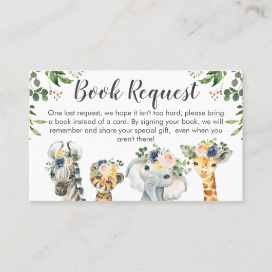 Safari Twins Baby Showbucher Beilage Visitenkarte (Vorderseite)