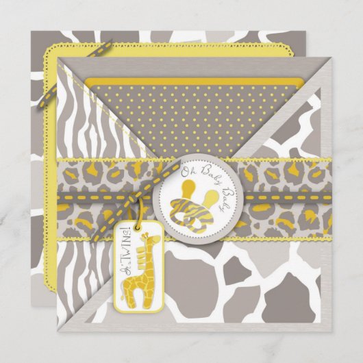 Safari Twins Einladung Platz (Vorne/Hinten)