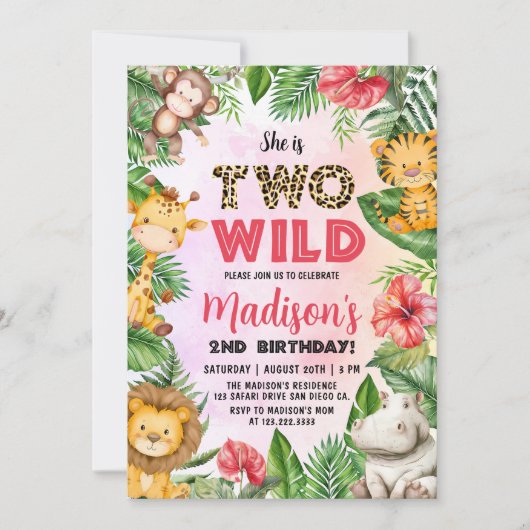 Safari Two Wild 2. Geburtstag Einladung (Vorderseite)
