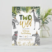 Safari Two Wild Birthday Einladung (Stehend Vorderseite)