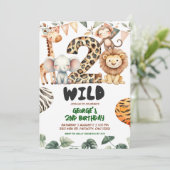 Safari two wild birthday einladung (Stehend Vorderseite)