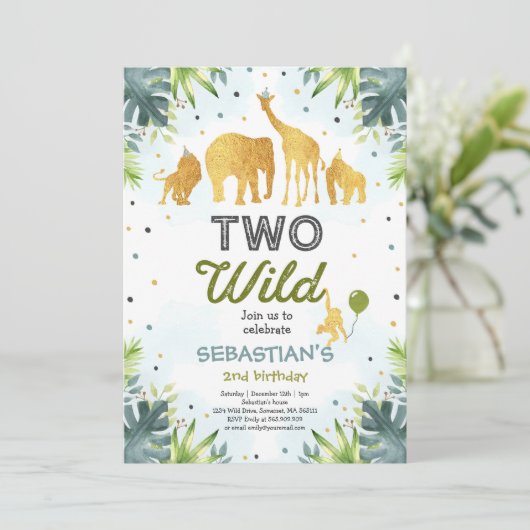 Safari Two Wild Birthday Einladung Two Wild Party (Stehend Vorderseite)
