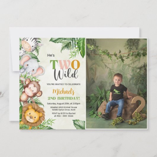 Safari Two Wild Birthday Foto Einladung (Vorderseite)