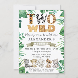 Safari Two Wild Birthday Jungle Party Einladung