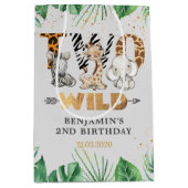 Safari Two Wild Birthday Party Medium Geschenktasc Mittlere Geschenktüte (Vorderseite)